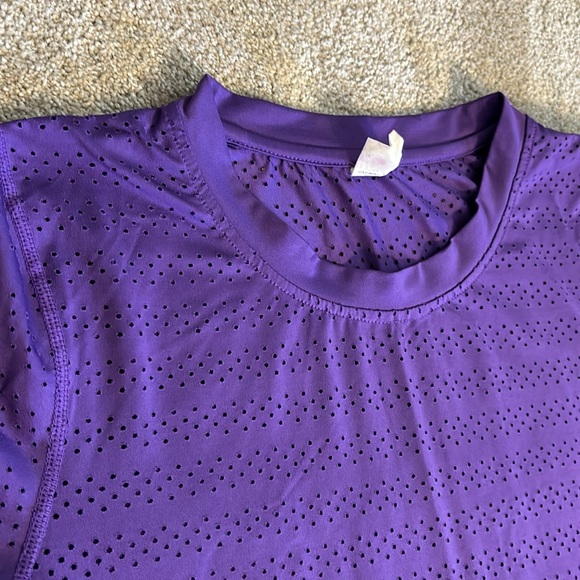 ZYIA  Active Chill Size M Purple Laser Cut Long Sleeve Active Shirt Top - Picture 2 of 5